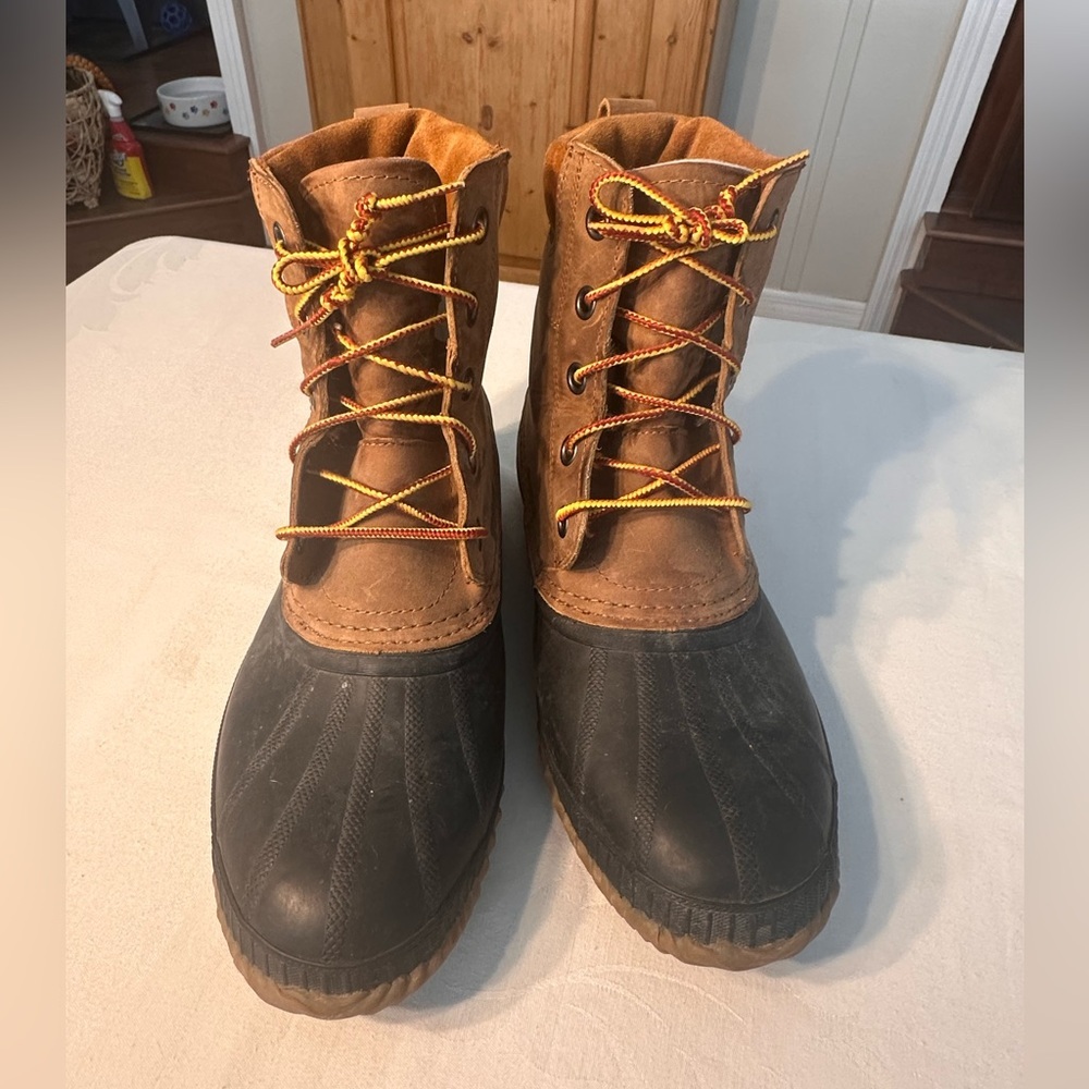 SOREL MENS CHEYANNE II LACE DUCK BOOT Rain Work Boots Sz 11 Leather Rubber